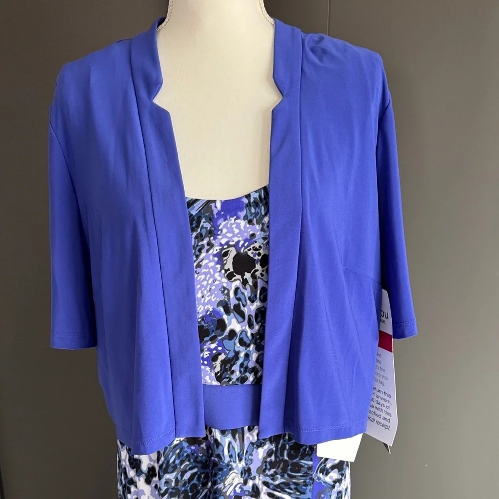 NWT Perceptions Blue and Black Maxi Dress with Jacket Zs 18
